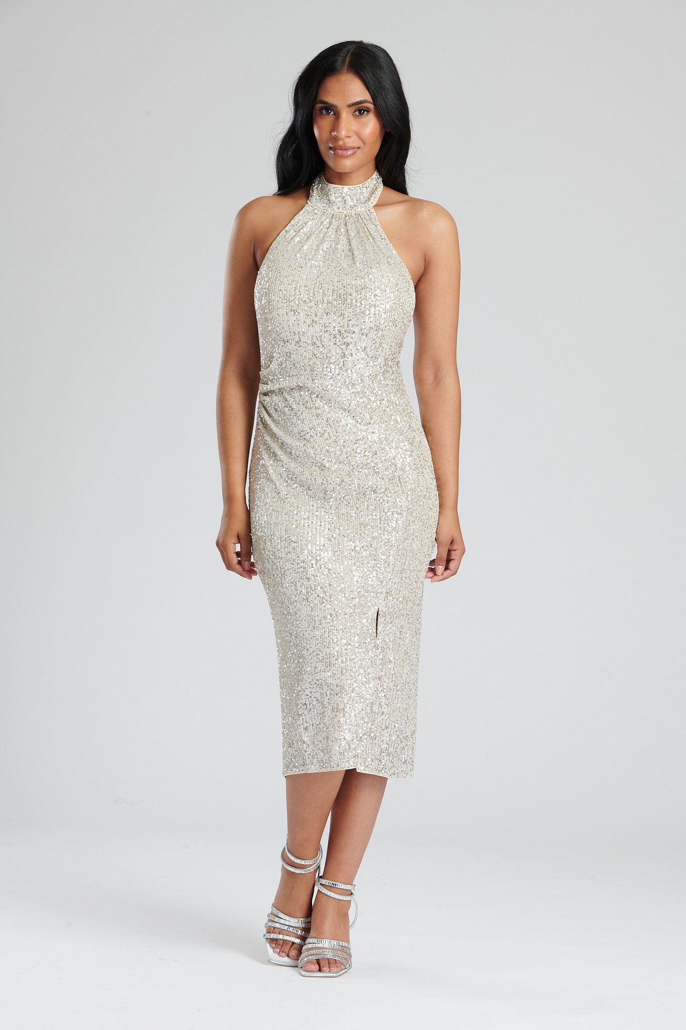 dress sequin knee midi One-Shoulder Knee-Length Cocktail Dress with Sequins PromGirl